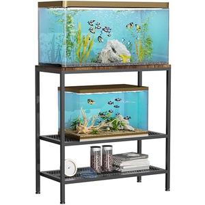 20-29 Gallon Fish Tank Stand, 3-Tier Adjustable Large Aquarium Stand, Metal Reptile Breeder Turtle Terrarium Rack Plant Shelf for Home Office, Load 350lbs, 30.7" L x 13.77" D x 31.51" H, Black