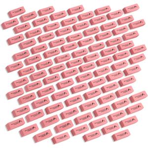 Blue Summit Supplies 100 Pack Pink Erasers Bulk, Pink Pearl Bulk Erasers for Kids, School, and Classroom