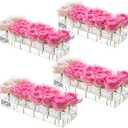 4Pcs Acrylic Flower Vase with 12Holes Clear Acrylic Modern Vases Rectangular Floral Centerpiece for Dining Table Low Decoration Vase for Christmas Party Decorations (Clear4pcs Total 48 120cm)