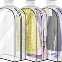 MISSLO 32" All Clear Garment Bags for Hanging Clothes 10" Gusseted Suit Bags for Closet Storage Suit Cover Hanging Clothes Storage for Shirts, Coats, 3 Packs