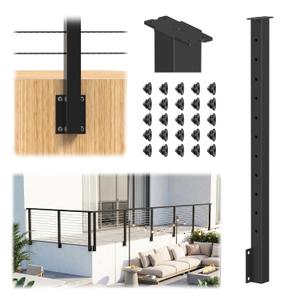 36" Black Side Mount Cable Railing Post for Decks, 1 Pack, RG71