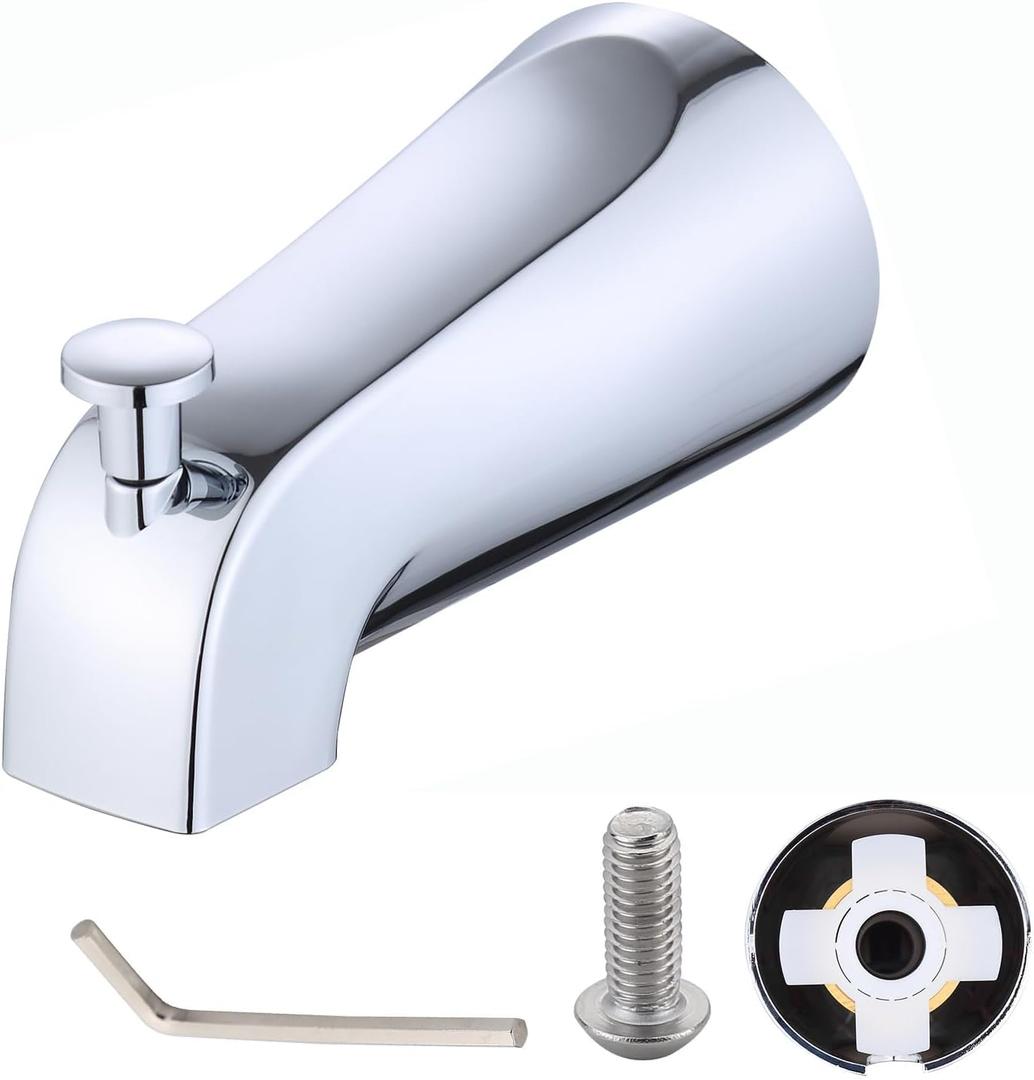 Slip on Tub Spout Kit, Universal Bathtub Spout Fits 1/2" Copper Water Tube (5/8" Dia), Slide-in Bath Tub Faucet with Hex Wrench for Easy Installation (Chrome)