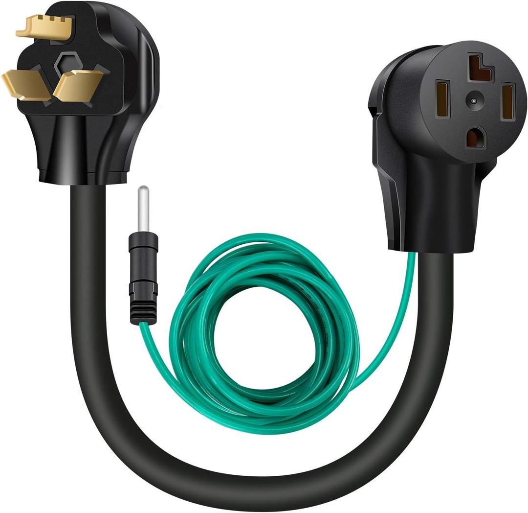WELLUCK 1.5 FT 4 Prong to 3 Prong Dryer Adapter, 30 Amp Dryer Outlet Plug Power Cord, NEMA 10-30P Male to 14-30R Female Three Prong Converter, 250V 3prone Old Clothes Dryer Connector w/Ground Wire