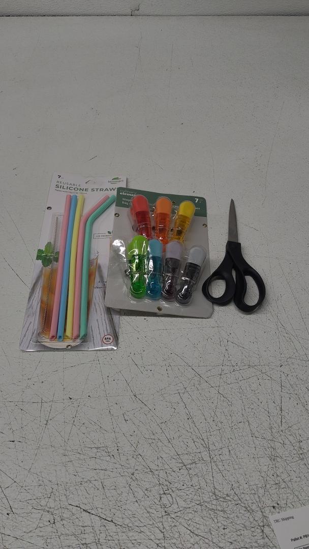 Scissors, Clothespins, Straws