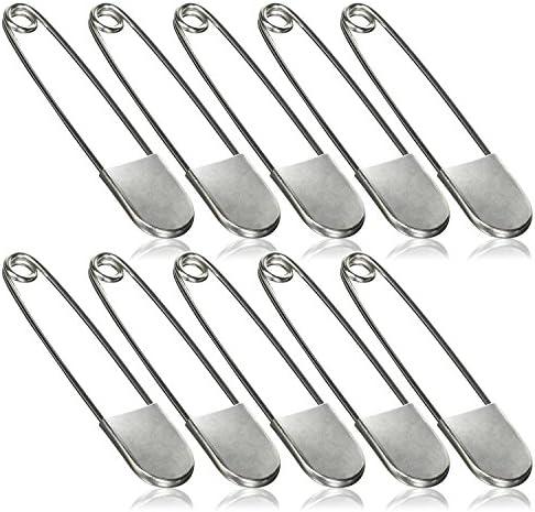 Set of 8 Giant Safety Pins, Tool Gadget Large Stainless Steel Safety Pins for Heavy Duty Laundry