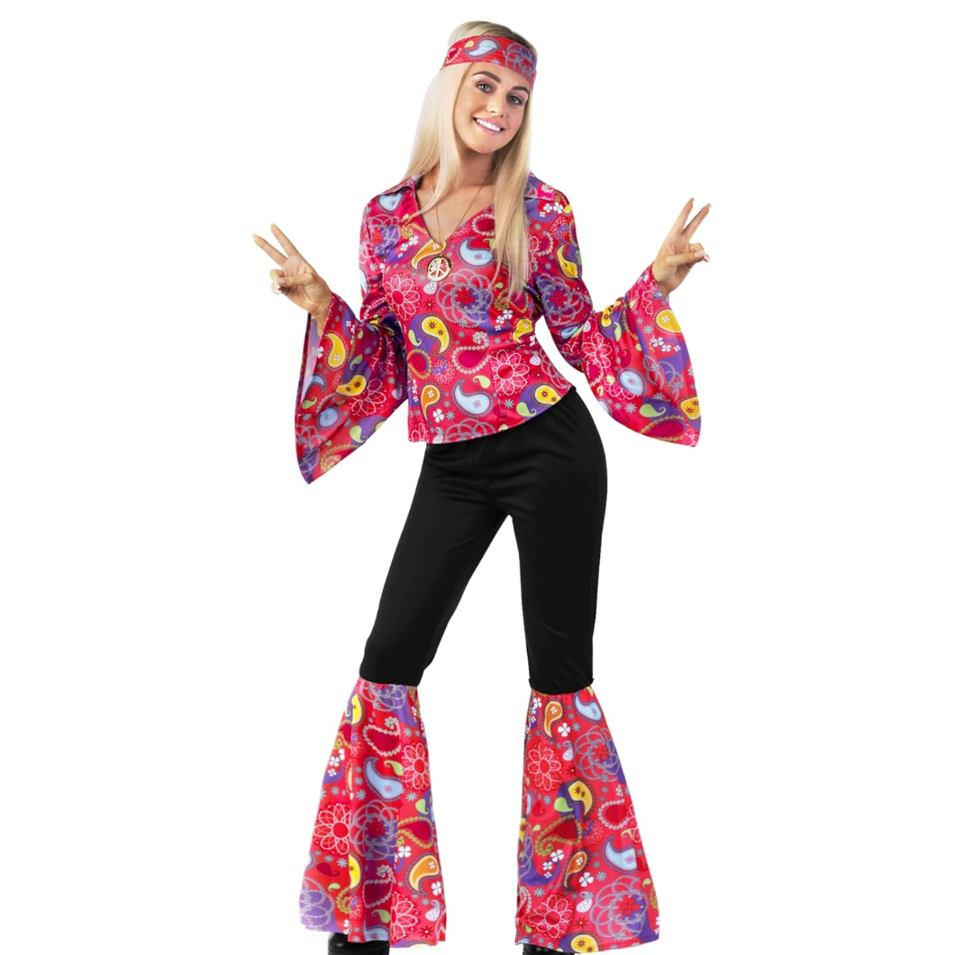 Morph 70s Costumes For Women Hippie Disco Outfit - Retro 60s 70s Style Costume For Parties, Festivals, and Events L