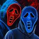 Ghost Face Mask,Halloween Screm Mask LED Scary Skull Mask Horror Full Head Masque Decorations Costume Creepy Cosplay