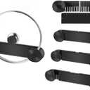 New Upgrade 4 Pack Adjustable Pot Lid Holder, Lid Organizer Fits 6" to 14" Lids, with Screw Hole Position and Sticky Wall Mounted Lid Storage Kitchen Cabinets, Cabinet Doors (Black)