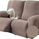 Gennia Waterproof Recliner Loveseat Cover,Stretch Reclining Sofa Covers with Pockets,Washable Lazy Boy Recliner Slipcovers,Leakproof Couch Protector for Kids, Pets, Dog and Cat (2 Seat, Taupe)