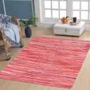 Handmade Cotton Rag Area Rug Recycled Chindi for Home Décor Pink 4'x6'