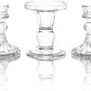 Unity Candle Holder - Glass Candle Holders for Pillar Candles Taper Candles, Glass Candlestick Holders Set of 3, Decorative Clear Glass Candlestick Holder for Wedding Table Dinning Church Centerpiece