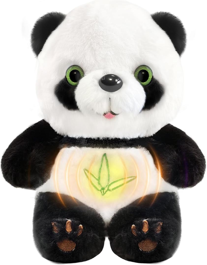 Breathing Stuffed Animal Panda Plush Stuffed Realistic Breathing Motion with Music Lights for Adults and Kids Birthday Gift (Panda)