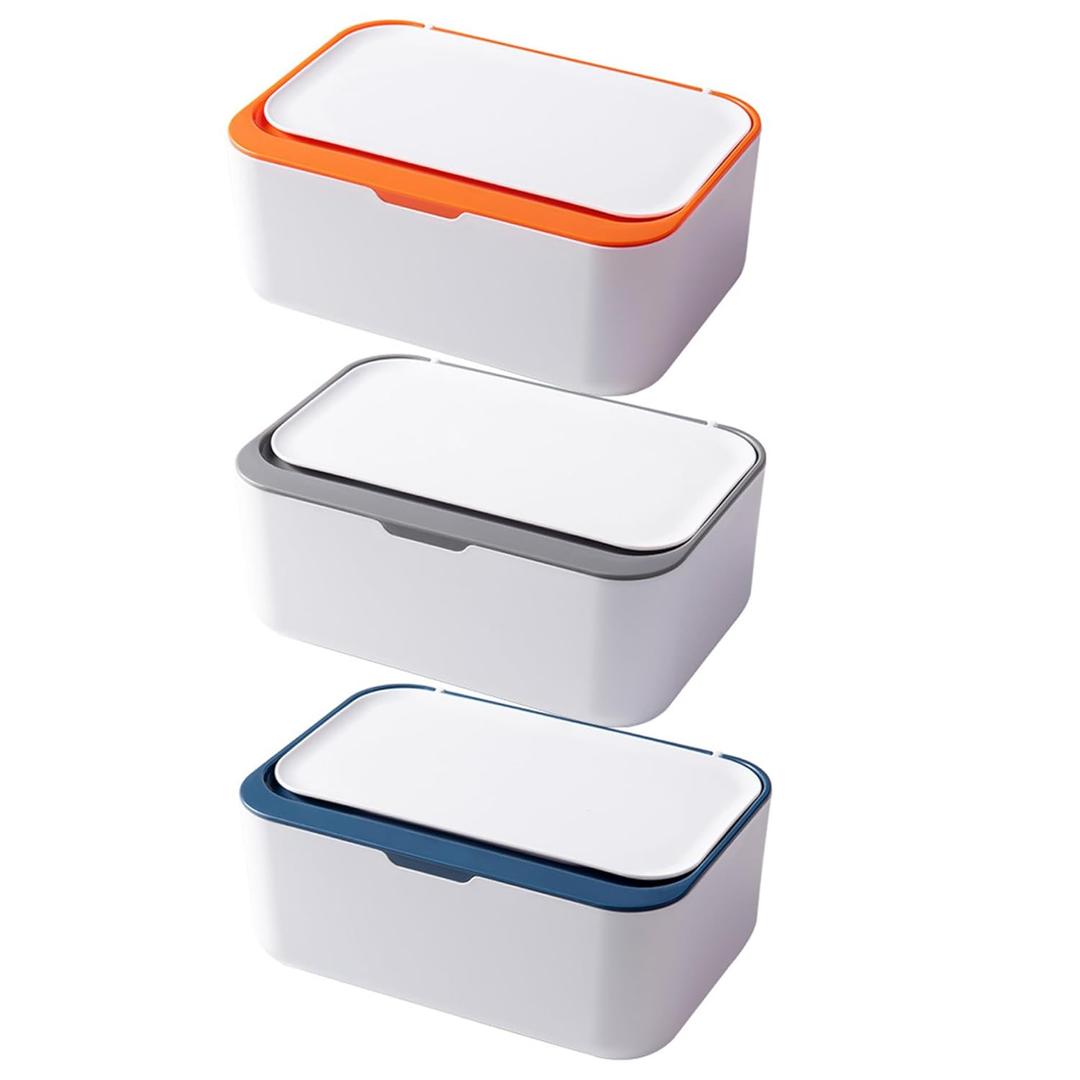 Baby Wipes Dispenser, 3pcs 7.5x5x3inch Baby Wipe Holder with Sealing Lid, Large Opening Baby Wipe Container, Baby Wipe Dispenser for Dry & Wet Tissue Paper Storage