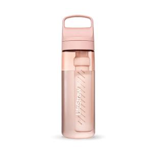 LifeStraw Go Series  BPA-Free Water Filter Bottle for Travel and Everyday use removes Bacteria, parasites and microplastics, Improves Taste, 22oz Cherry Blossom Pink