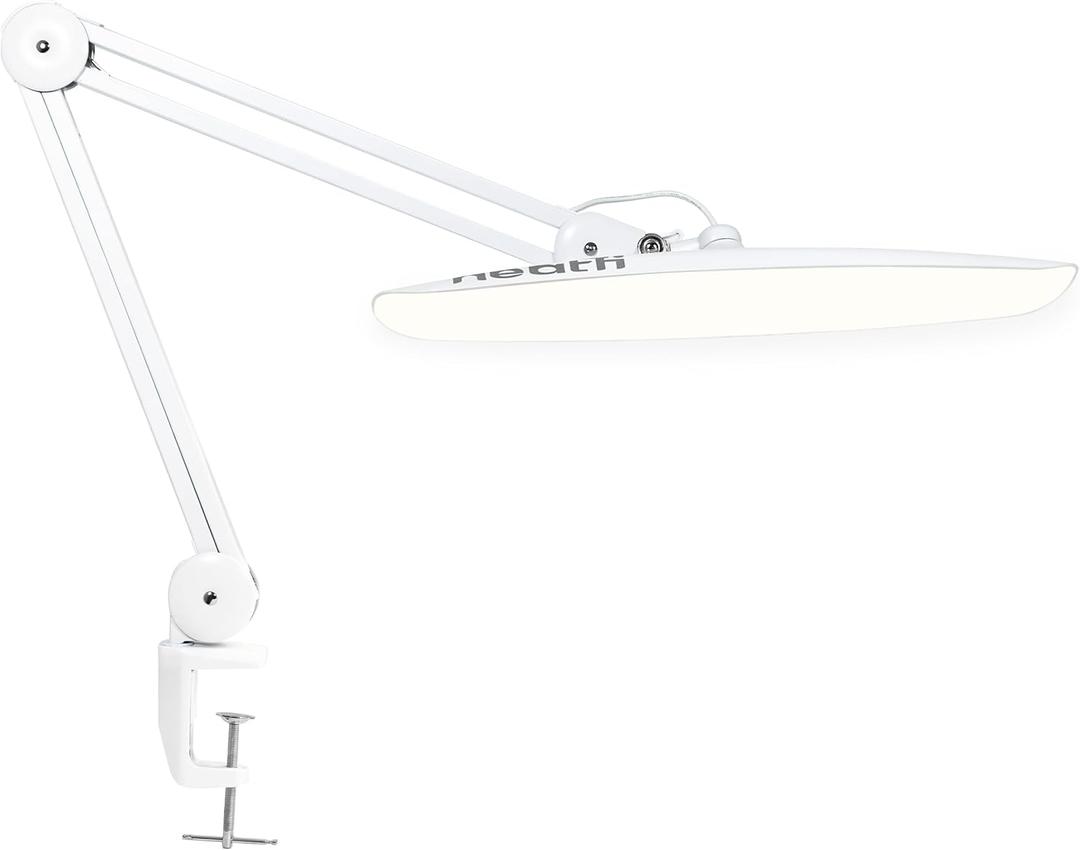 Neatfi XL 2200 Lumens 20W LED Desk Lamp with Clamp Adjustable Color Temperature | 4-Level Dimmable Light | Home Office, Crafts & Workbench | 20-Inch Wide Head (White, CCT with Clamp)