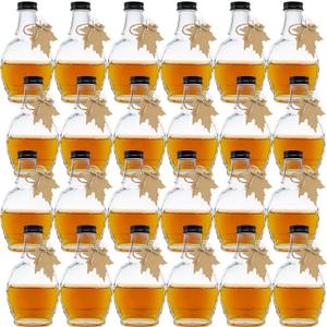 5 oz Glass Maple Syrup Bottles with Tags,Clear Glass Bottles with Aluminum Lids and Loop Handle, Maple Syrup Jars Storage for DIY Whiskey Sauce Vanilla Gifts (6)