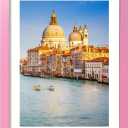 wyooxoo 12x18 Picture Frame Pink Solid Wood Photo Frames Display Pictures 10x14 with Mat or 12x18 Without Mat Colorful Frame For Tabletop Display or Wall