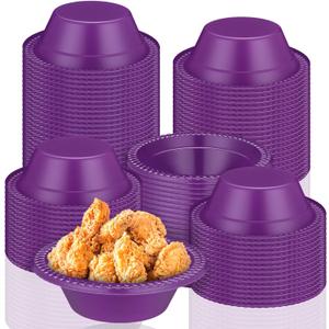 Lallisa 100 Pcs 12oz purple Disposable Plastic Bowls Dessert Cups Ice Cream Snack Salad Soup Food Serving Bowls for Party Favor Picnic