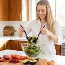 30pcs Disposable Plastic Serving Utensils Set 8.6'' Disposable Black Plastic Serving Spoons Forks Tongs Heavy Duty Black Large Party Utensils Supplies for Buffet Restaurant Dinner Wedding Salad Noodle