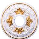 Primst PU Decorative Ceiling Medallion for Light Fixtures and Ceiling Fans, Molded Plastic, Gold and White Finish, (B-15.6"OD x 4.3"ID)