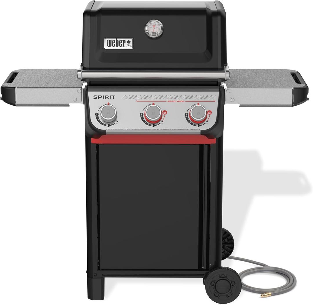 Weber Spirit E-325 Natural Gas Grill for Outdoor Cooking and BBQ, 3 Boost Burners, Black
