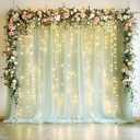 Fomcet Black Tulle Backdrop Curtains with Lights String 10FT X 8FT Sheer Curtain with Lights Tulle Curtains Backdrop for Wedding Birthday Party Baby Shower Photo Shoot (2 Panels 5x8FT), Sage Green 