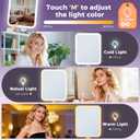 Hollywood Lighted Makeup Mirror: 12"x10" Vanity Mirror with Lights, 3 Color Modes Lighting Mirror with Magnification 10X, Lighted Vanity Mirror Tabletop - Plug in, White