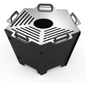 2 IN 1 BBQ Charcoal Grill & Fire Pit, Detachable Fire Pit, Portable Yakitori Hibachi Grill, Barbecue Stove for Camping Picnic Patio Backyard Tailgating, GS357