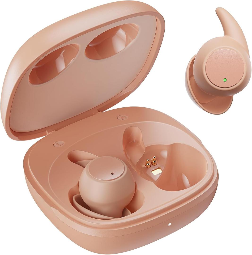 MUSICOZY Bluetooth 5.3 Sleep Earbuds, Wireless Sleep Headphones, Light-Weight Ear Buds for Sleeping, Silicone Ear Plugs for Snoring Blocking, Music Sleep Earplugs for Sleep Work Focus Travel (Pink)