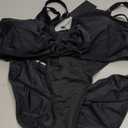 Daci Women's Plus Size Triangle Bikini Set, Sexy Tie Front Two-Piece Swimsuit (X-Large, Black)