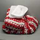 L'AGRATY Chunky Knit Blanket Throw - Soft Throw Blanket 50x60: 100% Hand Kintted Chenile Crochet Throw Blanket for Couch - Large Cable Knit Blanket for Home Decor (Red and White)