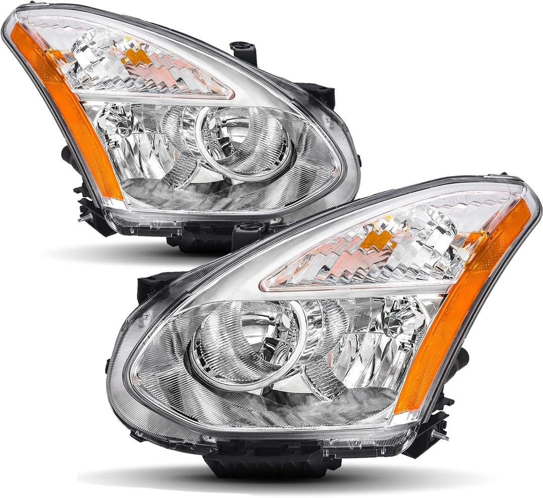 Headlights Assembly Compatible with 2008-2013 Nissan Rogue,2014-2015 Nissan Rogue Select Halogen Headlamp Pair,NOT FIT HID Headlights