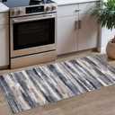 Modern Abstract Runner Rug 2x5, Grey Black Multi Washable Kitchen Runner Entryway Rug Mat Non-Slip Soft Hallway Rug Runner Thin Print Faux Wool Carpet for Bedroom Laundry Room Indoor (2' x 5' (Runner), Grey Navy Blue Black Cream Tan)