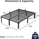 Superay Queen Bed Frame with Mattress Slide Stopper, 14 Inch Metal Platform Bed Frame, Heavy Duty Tall Bed Frame No Box Spring Needed with Large Storage Space, Easy Assembly, Noise Free