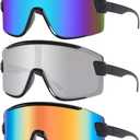 Karsaer Vision Big Shield Wraparound Sunglasses Rave for Men Women Neon Sun Visor Glasses Cycling Ski Shades 80s 90s (Blue + Silver + Red Rainbow)