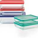 Pyrex Simply Store (5-Pack) Large Glass Food Storage Containers Set, (3, 6 & 11 Cup) Meal Prep Containers With Plastic BPA-Free Lids, Dishwasher & Microwave Safe