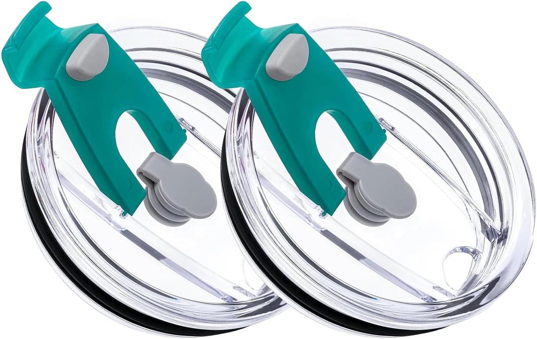 20 oz Tumbler Lids, 2 Pack Spillproof Splash Resistant Lid for Yeti,Beast,Juro,Ozark Trail,Atlin,Coffee Mug and More Cooler Cup,Covers for 20 Ounce Tumbler (Green, 20 OZ)