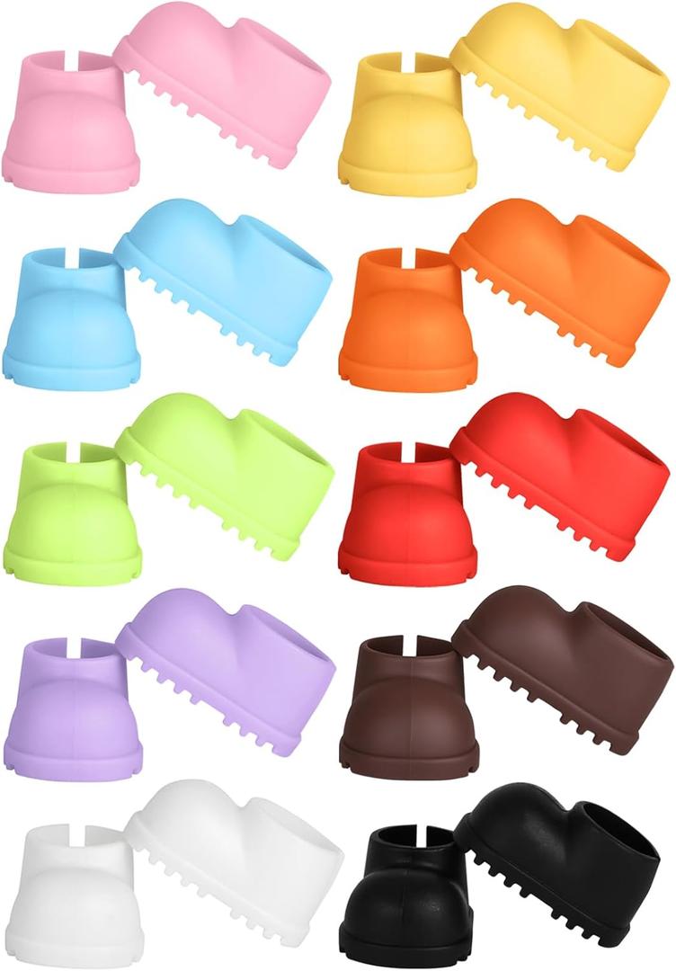 2 x sunla 10 Pairs Doll Shoes for 17cm Dolls, Cute Mini Shoes Accessories for 17cm Dolls Sitting Standing Series, Silicone Doll Rain Shoes Boots