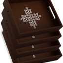 Coffee Table Tray with Handles, Return Gifts for Pooja, Return Gifts for Housewarming, Return Gifts, Indian Return Gifts, Indian Return Gifts for Pooja Bulk - 10" X 8" X 2" Size (4, Brown)