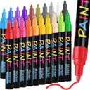 IVSUN Paint Pens Paint Markers, 20 Colors Oil-Based Waterproof Marker Pen Set, Never Fade Quick Dry and Permanent, Works on Rocks Painting, Wood, Fabric, Plastic, Canvas, Glass, Mugs, DIY Craft