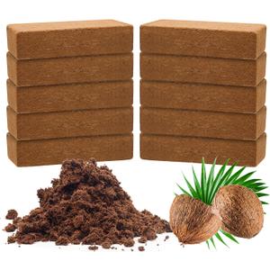10 Pack Premium Coco Coir Bricks, Coco Coir for Plants, Coconut Fiber Substrate with Low pH & EC, Organic Coconut Fiber for Indoor & Outdoor Gardening and Potting Mix