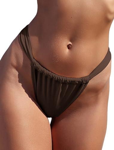 ZAFUL Women's Thong Bikini Bottom Low Waisted High Cut Cheeky Bathing Suit Bottoms with Adjustable Coverage, size 8-10 ZAFUL Women's Thong Bikini Bottom Low Waisted High Cut Cheeky Bathing Suit Bottoms with Adjustable Coverage, size 8-10