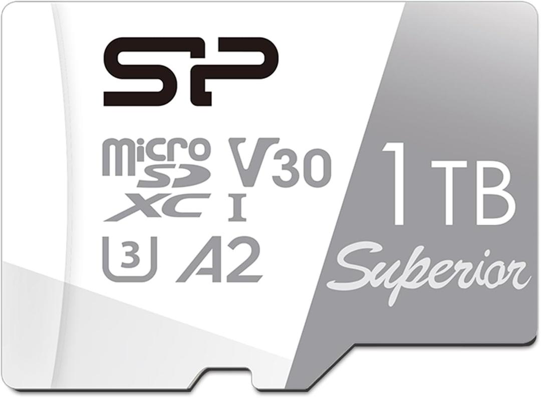 Silicon Power 1TB Superior Micro SDXC UHS-I (U3), V30 4K A2,High Speed MicroSD Card, Compatible with Nintendo-Switch (Grey)