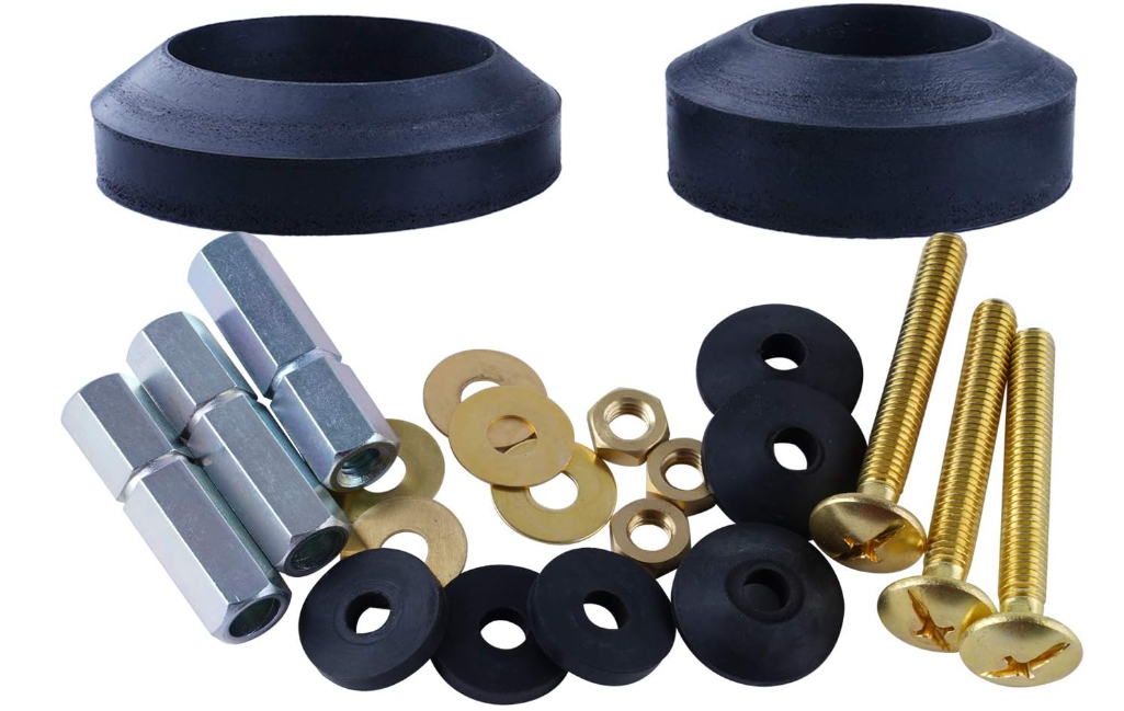 Hibbent Universal Toilet Tank to Bowl Gaskets with 3 Sets Brass Hardware Kits Fits Most 2-Inch 2.5-Inch Flush Valve Opening 2-Piece Toilet Tanks