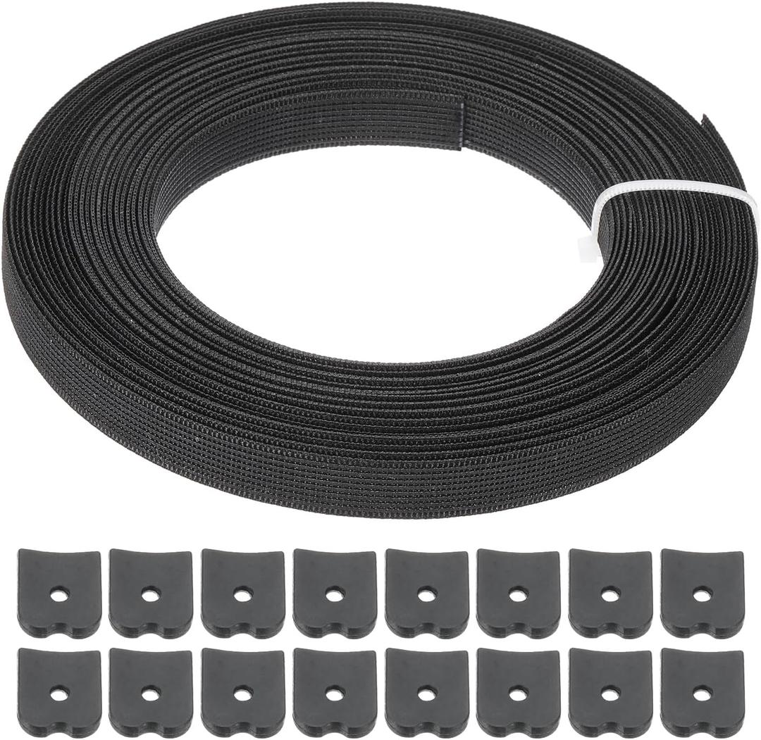 PATIKIL Boning for Sewing, 15 Yard 12mm Wide Polyester Sew-Through High Density Corset Boning with 60 Pcs End Caps for Corset Wedding Dress Hat Cap DIY, Black