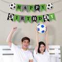 5 x Soccer Happy Birthday Banner, Football Theme Party Decoration for Boys, Girls, Kids, Baby Shower, Green and Black