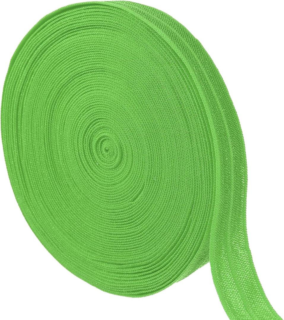 uxcell 10 Yards Fold Over Elastic Stretch Ribbon Strap, 1-1/2 Inch Wide Folded Edge Elastic Webbing for Hair Ties Headbands DIY Craft Waistband Pants Clothes, Green