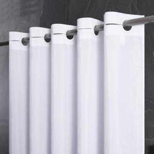Furlinic 72x75 Waterproof No Hook Needed White Shower Curtain,Soft Polyester Fabric Bathroom Curtain with 10 Rustproof Split Grommet,Light Weighted & Washable, Hotel Style, Standard Size. (72"W x 75"L (Pack of 1))