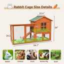 Large Outdoor Indoor Rabbit Hutch Wooden Bunny Rabbit Cage 2-Story with Run No-Leak Pull-Out Tray Waterproof Asphalt Roof Ramp for Guinea Pig Small Animal Wood Pet House Home Orange