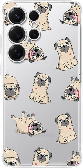 Blingy's for C26 Case, Cute Various Style Transparent Soft TPU Protective Clear Case (Pug Style, Samsung Galaxy S25 Ultra)